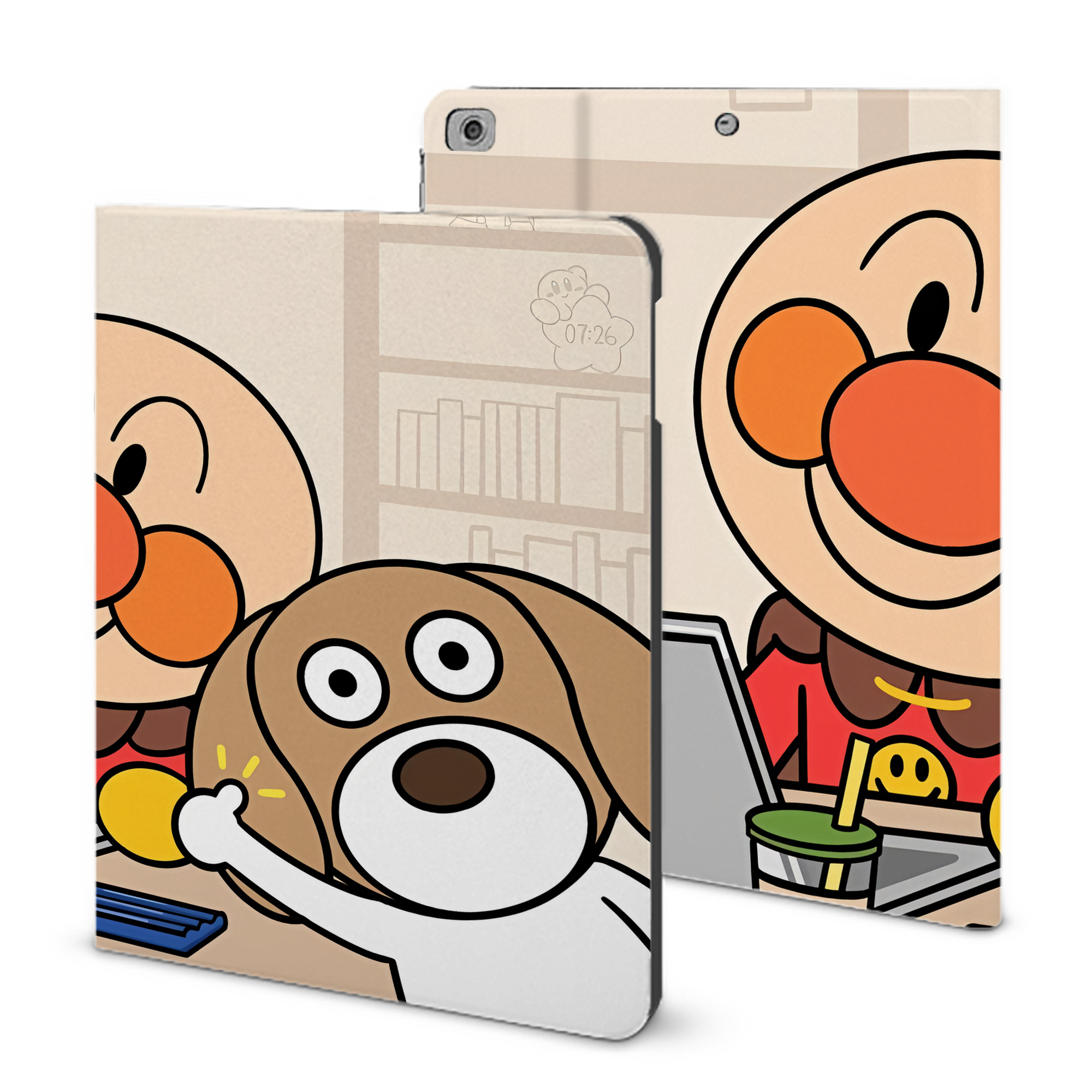 （画像用） アンパンマン Anpanman IPad ケース ブック型 PUレザー TPU 耐衝撃 軽量 薄型 ペン収納なし 全面保護 IPad 各モデル対応